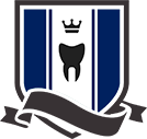 Shield with a tooth and a crown in the middle