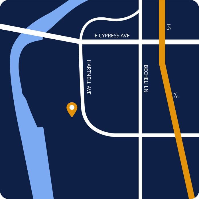 Map of Redding Location. Click link to get directions
